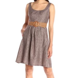 Nine West Brown Midi Dress with Tan Belt, 10
